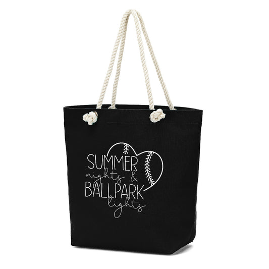 Viv & Lou Castaway Tote | Summer Nights, Ball Park Lights, Black