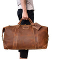 Load image into Gallery viewer, (brown)The Eira Duffel Bag | Vintage Leather Weekender - BagNook

