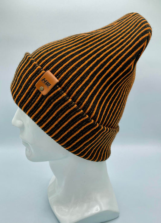 Cuffed Traditional Wide Ribbed, Orange/Black