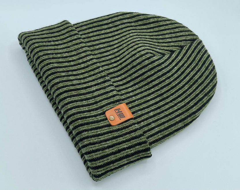 Cuffed Traditional Wide Ribbed, Black/Green