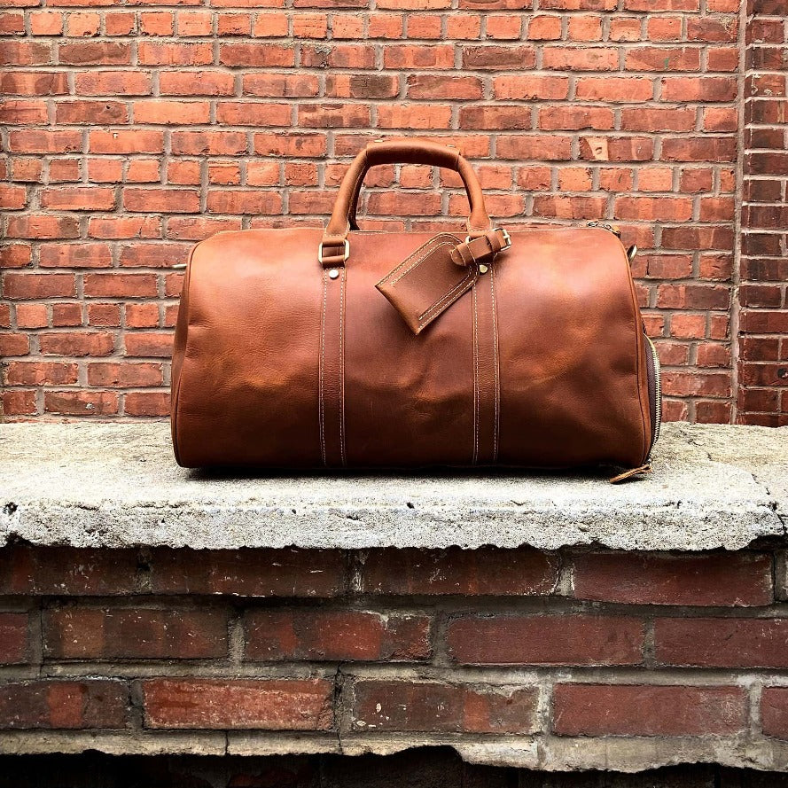 (brown)The Dagny Weekender | Large Leather Duffle Bag - BagNook