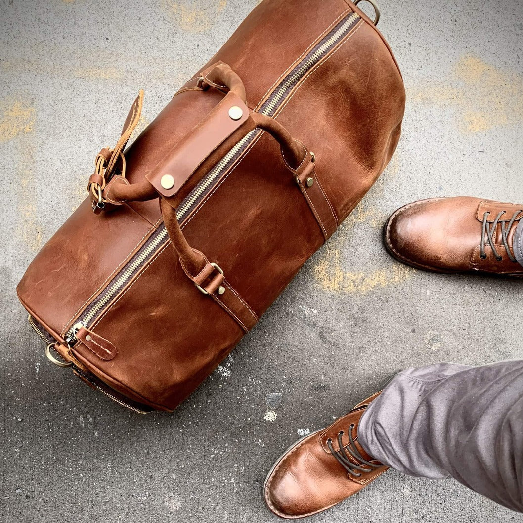 (brown)The Dagny Weekender | Large Leather Duffle Bag - BagNook