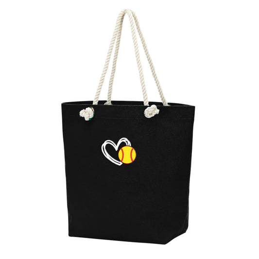 Viv & Lou Castaway Tote | Heart Softball, Black