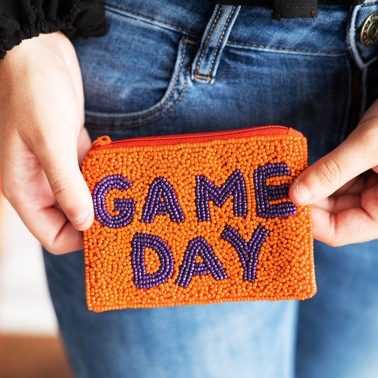 Orange & Purple Game Day Beaded Coin Purse by Viv & Lou® - BagNook