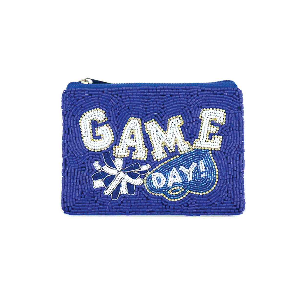 Royal Blue Biggest Fan Beaded Coin Purse by Viv & Lou® - BagNook