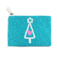 Load image into Gallery viewer, Aqua Christmas Tree Beaded Coin Purse by Viv & Lou® - BagNook
