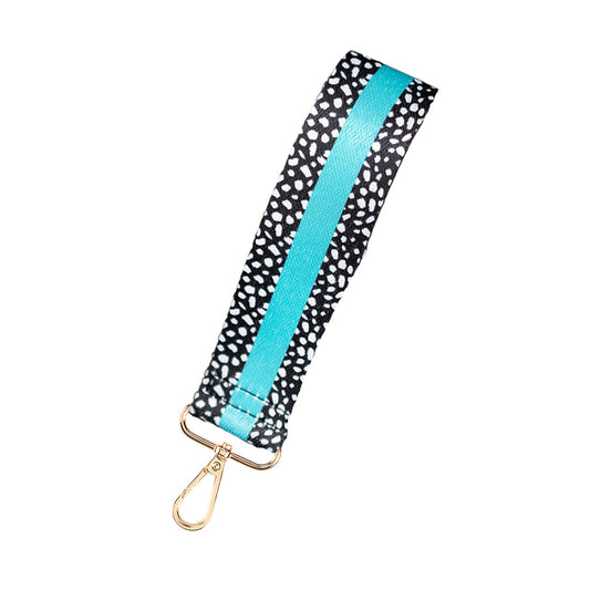 Aqua Dot - Wristlet Strap w/gold tone metal hardware by Viv & Lou® - BagNook