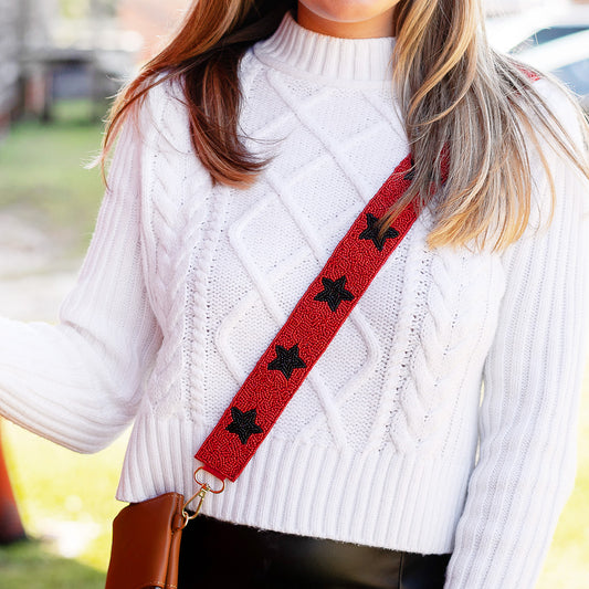 Red & Black Star Beaded - Cross Strap by Viv & Lou® - BagNook
