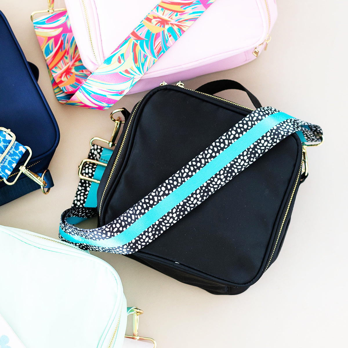 Aqua Stripe Dot Cross Strap by Viv & Lou® - BagNook