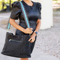 Load image into Gallery viewer, Aqua Stripe Dot Cross Strap by Viv & Lou® - BagNook
