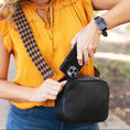 Load image into Gallery viewer, Camel & Black Houndstooth Cross Strap by Viv & Lou® - BagNook
