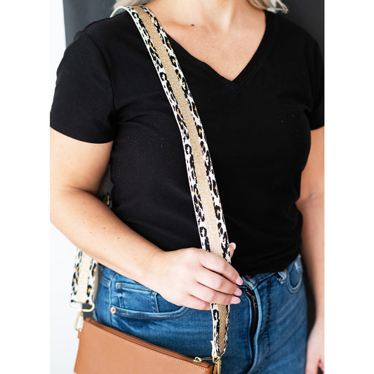 Leopard & Gold Stripe Cross Strap by Viv & Lou® - BagNook