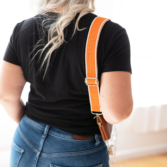 Orange Greek Key Crossbody Strap by Viv & Lou® - BagNook