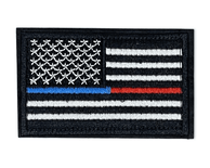 (red blue line)Tactical USA Flag Patch w/Detachable Backing - BagNook