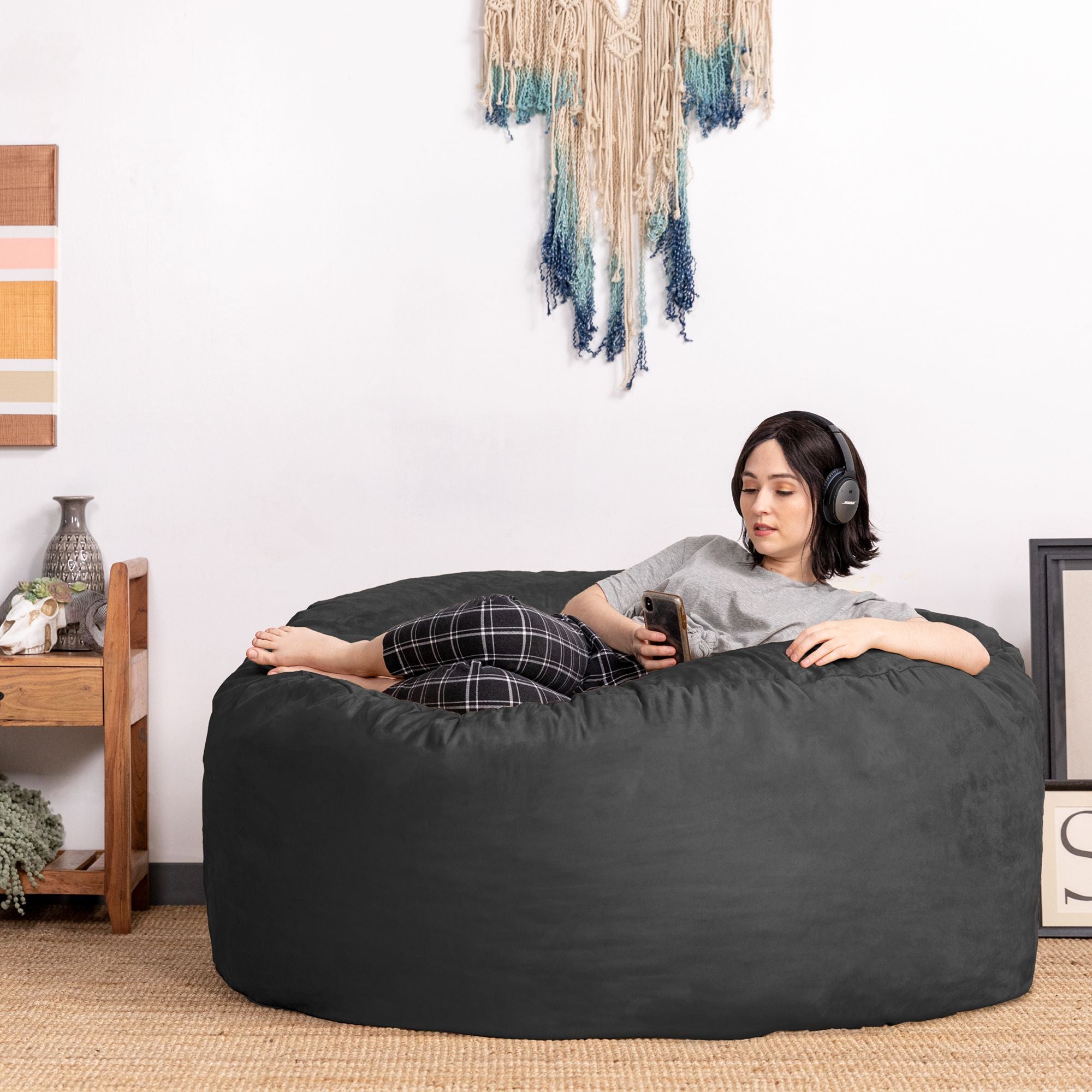 Jaxx Saxx 5 Ft Large Bean Bag, Black - BagNook