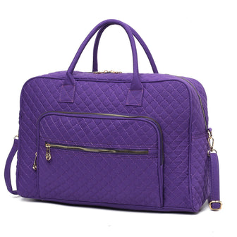 (purple)Jayla Solid Quilted Cotton Duffel Bag by Mia K - BagNook