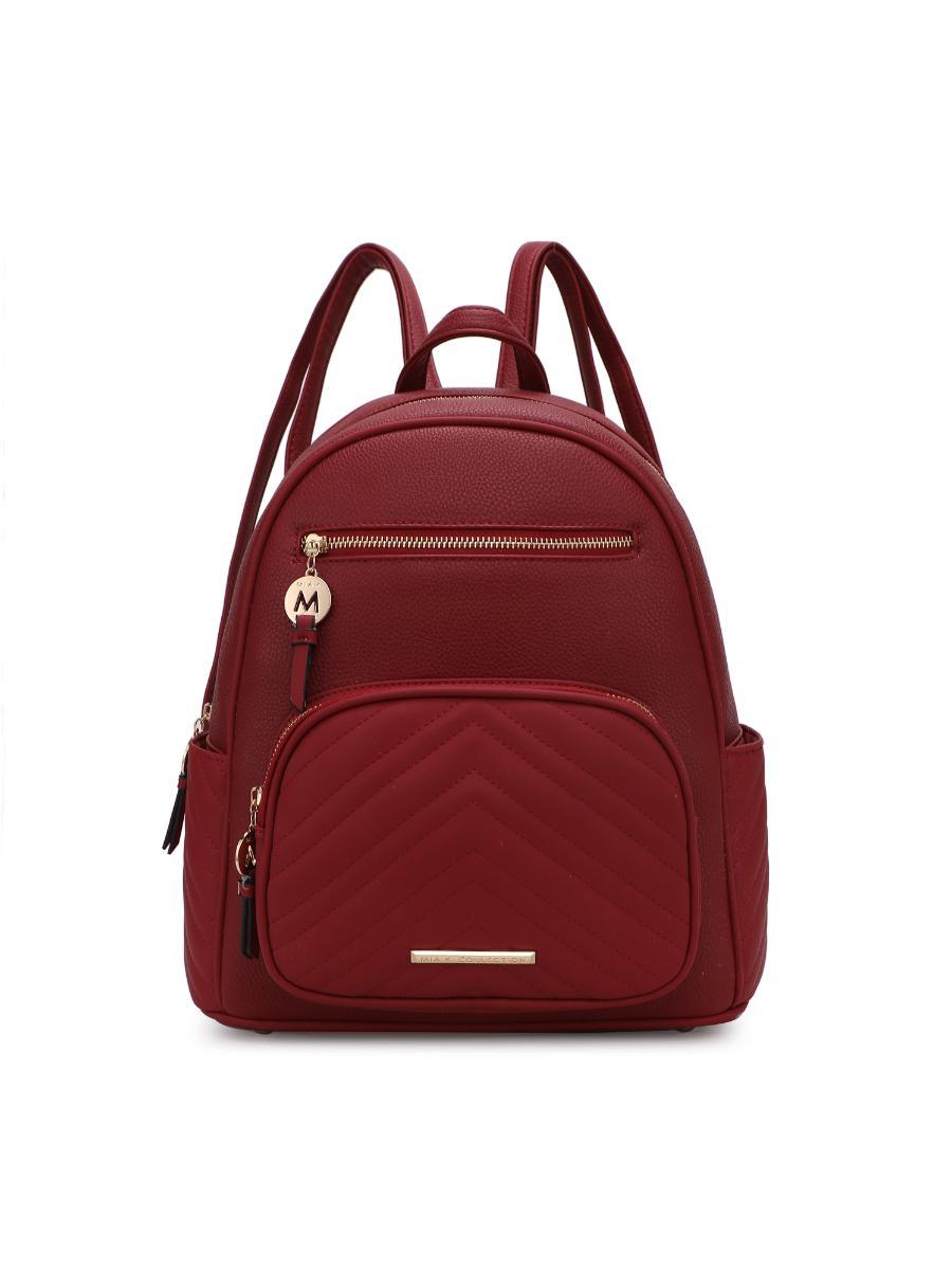 (red)Romana Vegan Leather Backpack by Mia k - BagNook