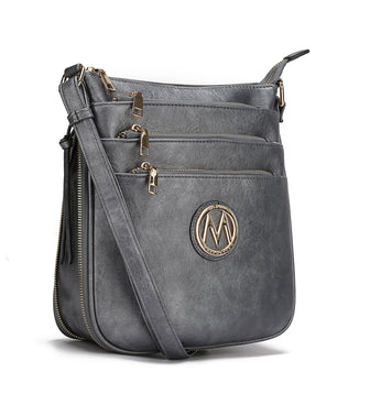 (pewter)Salome Multi Compartment Crossbody by Mia K - BagNook