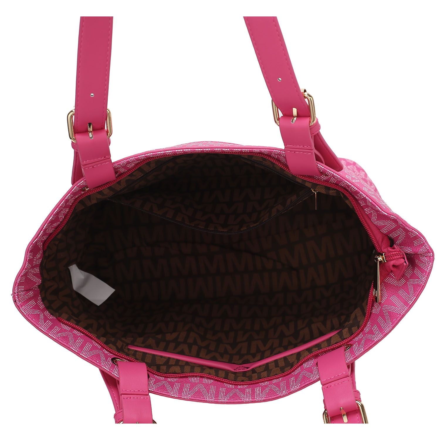 (fuchsia)Havenly 4pc Signature Vegan Leather Tote Bag Set by Mia K - BagNook
