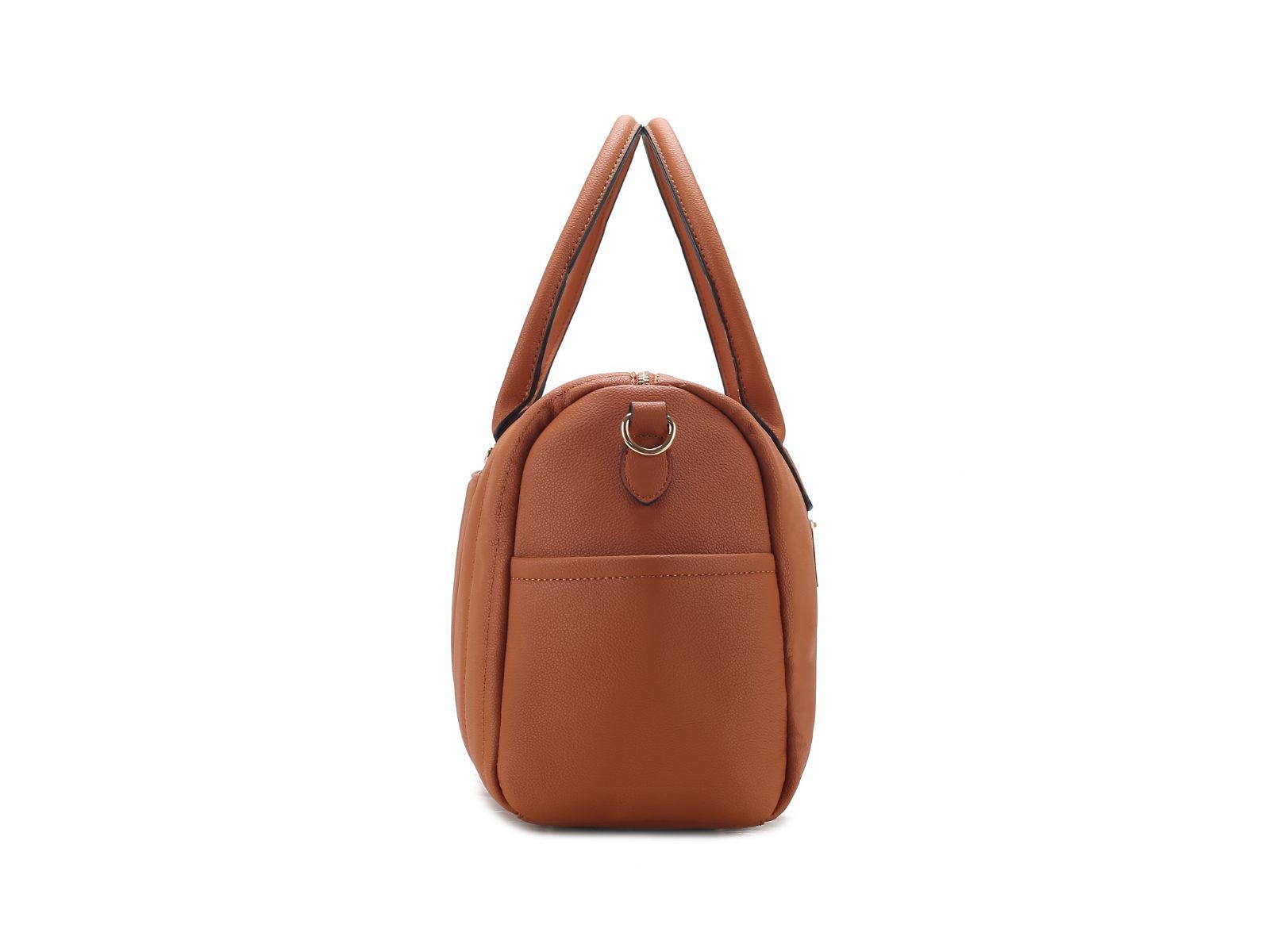 (brown)Luana Quilted Vegan Leather Duffel Bag by Mia k - BagNook
