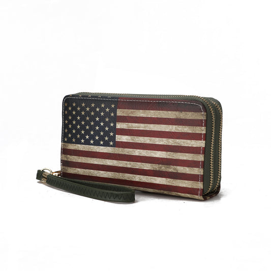 (green)Uriel Vegan Leather Women FLAG Wristlet by Mia K - BagNook