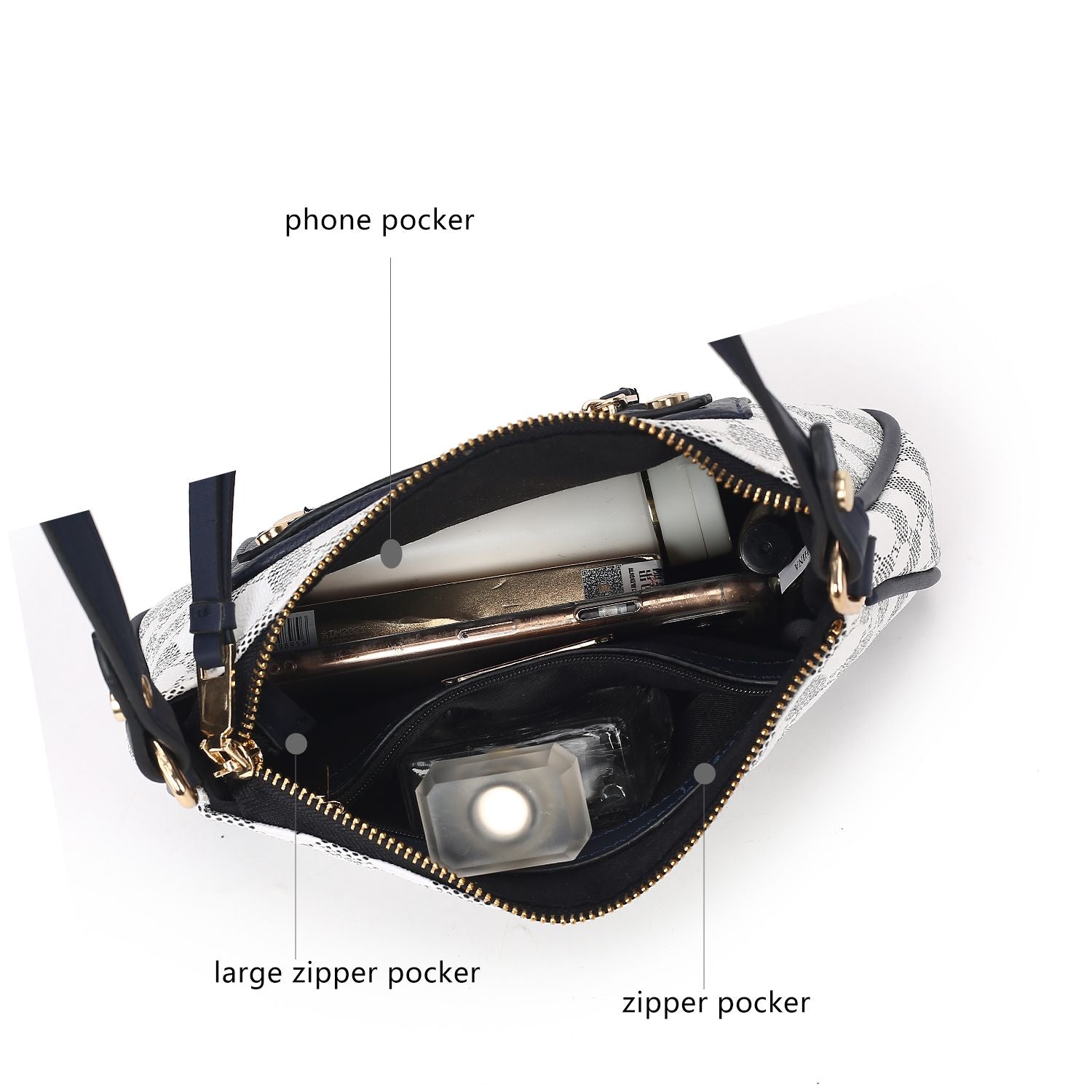(navy)Essie Circular Print Crossbody Bag by Mia K - BagNook