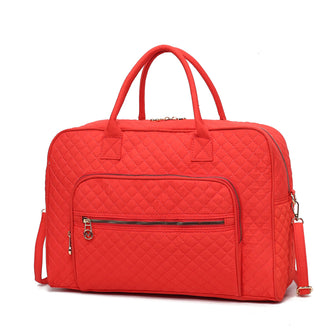 (orange)Jayla Solid Quilted Cotton Duffel Bag by Mia K - BagNook