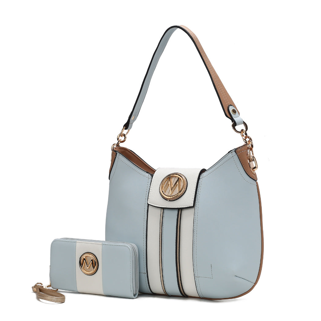 (light blue)Torri Hobo Shoulder Bag with Wallet by Mia K - BagNook