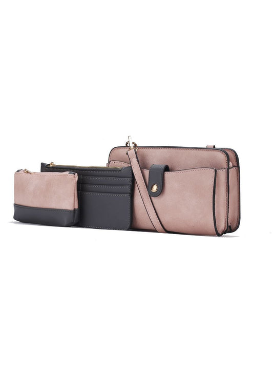 (pink)Muriel Crossbody w/Card Holder & Small Pouch by Mia k - BagNook