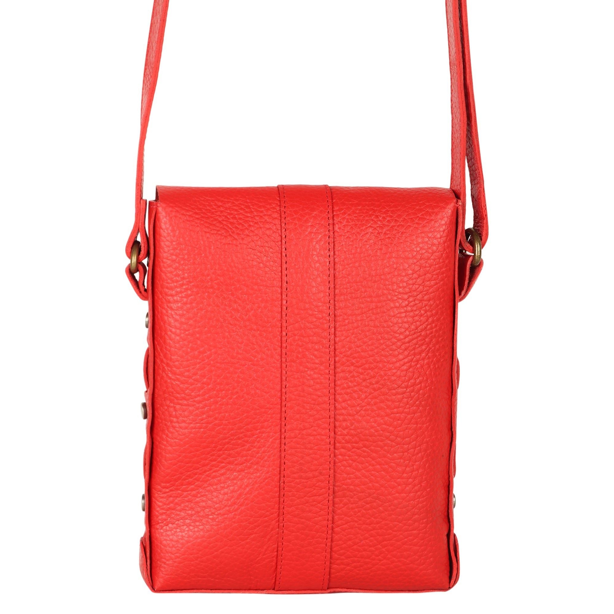 Jane Long Crossbody w/ top flap & tassel - Vibrant Red - BagNook