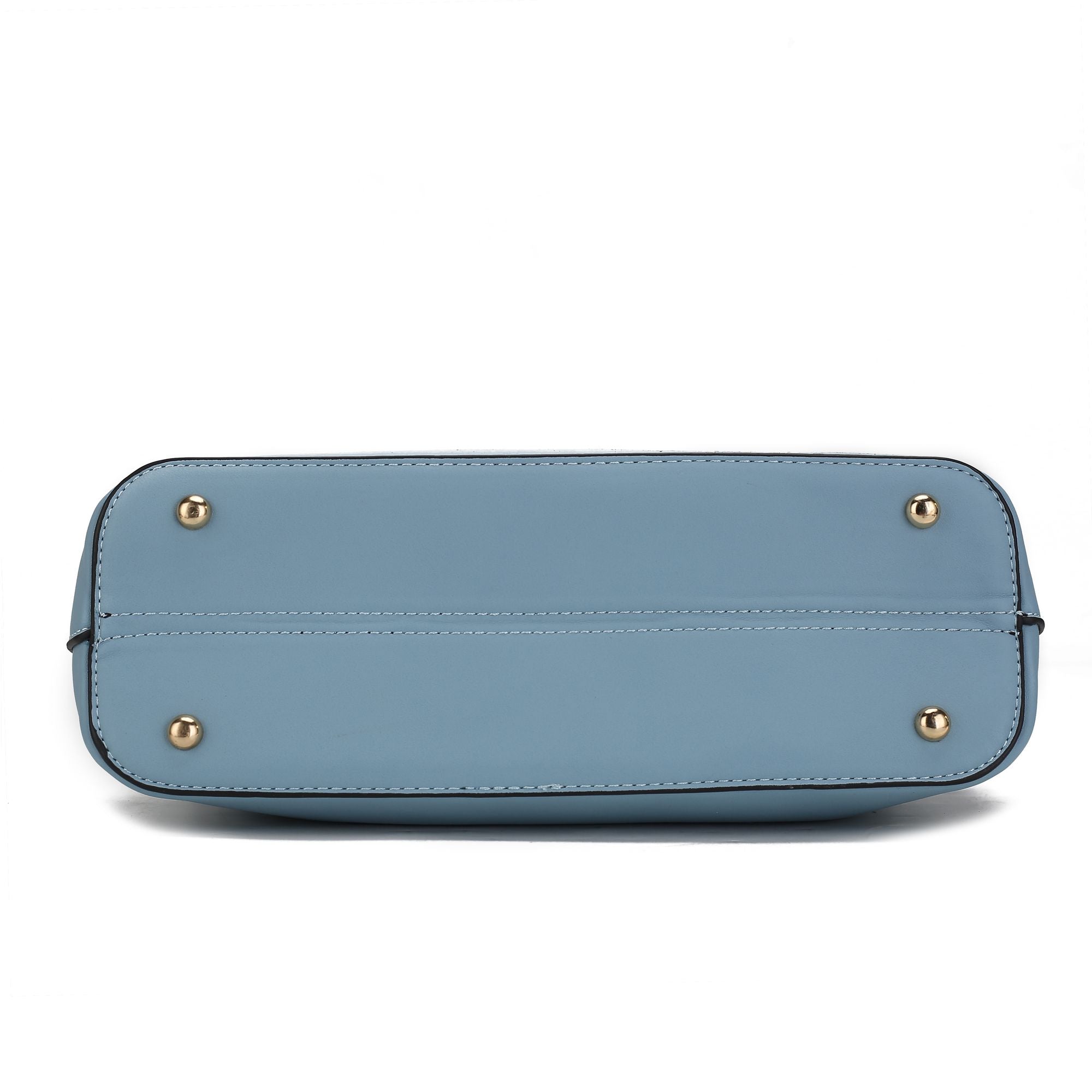 (denim)Ezra Snake Embossed Shoulder Handbag by Mia K - BagNook