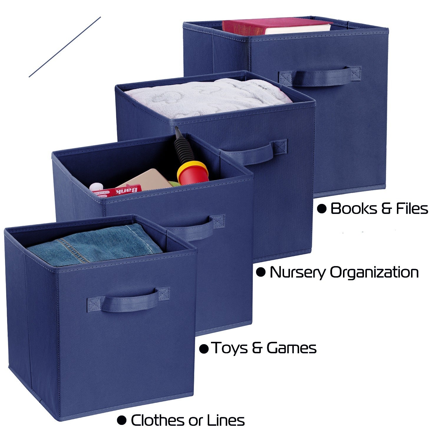 4pc Foldable Cloth Storage Cubes with Handle - Organizer Bins - BagNook