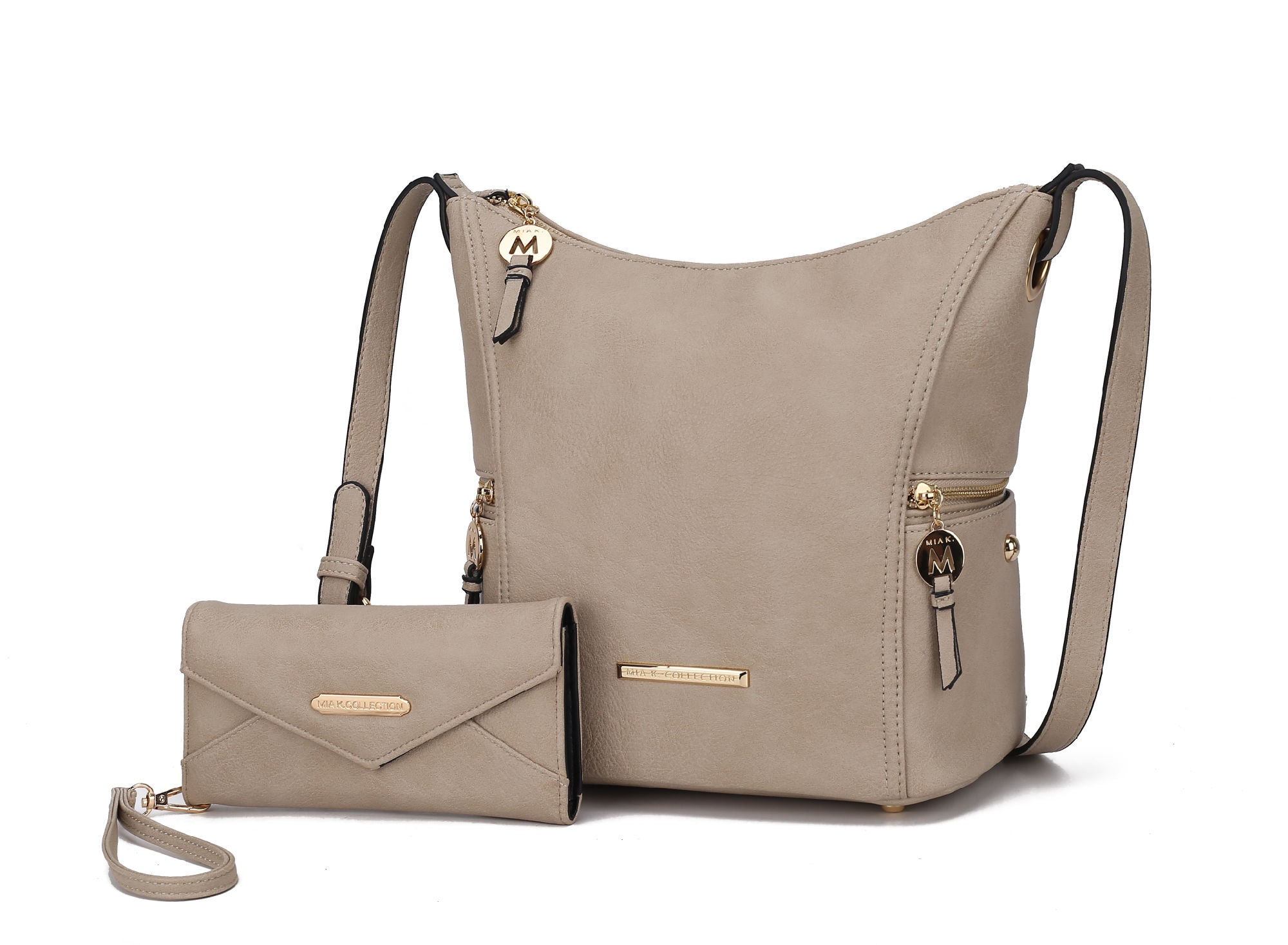 (taupe)Lux Hobo Bag with Wallet by Mia K - BagNook