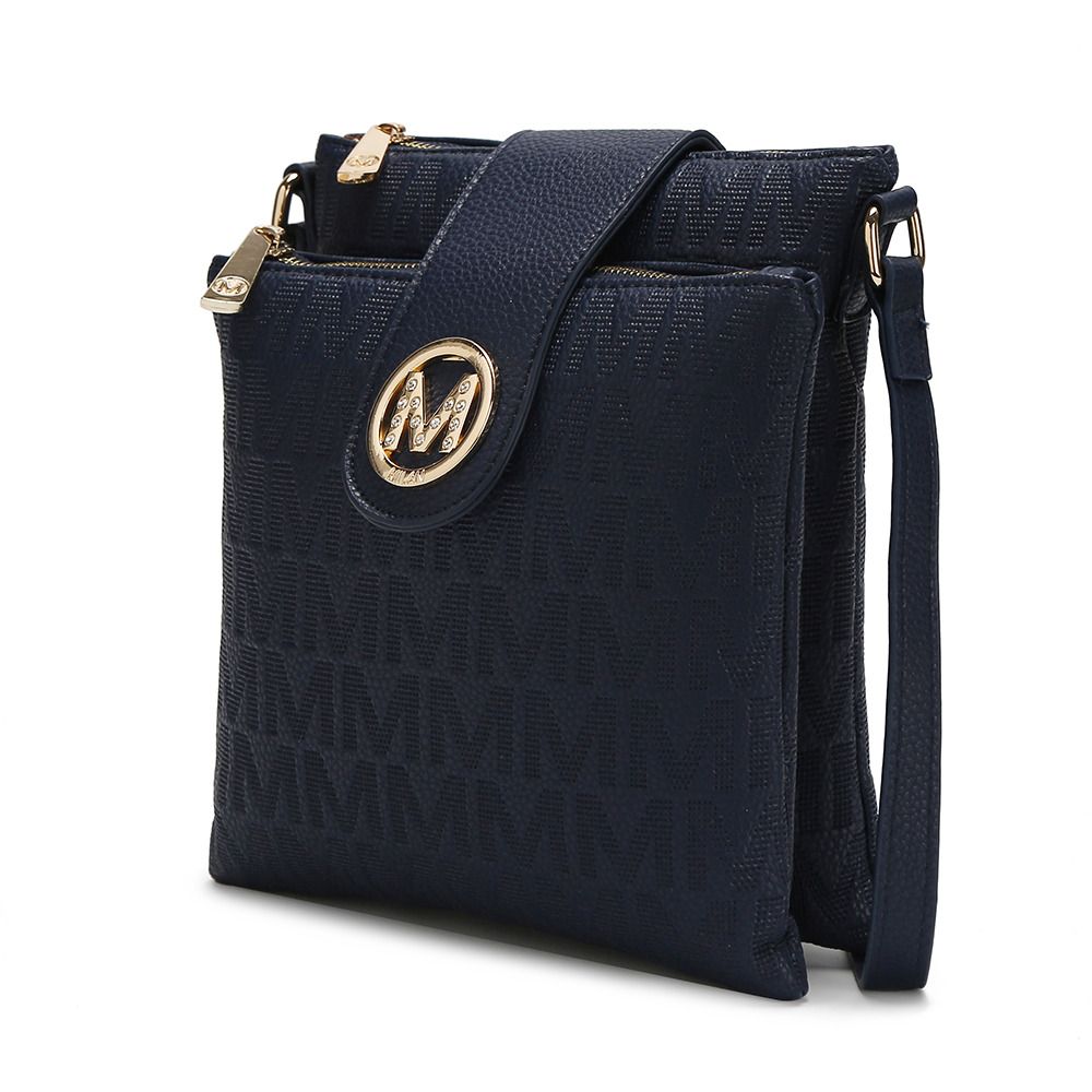 (navy)Marietta M Signature Crossbody Bag by Mia K - BagNook