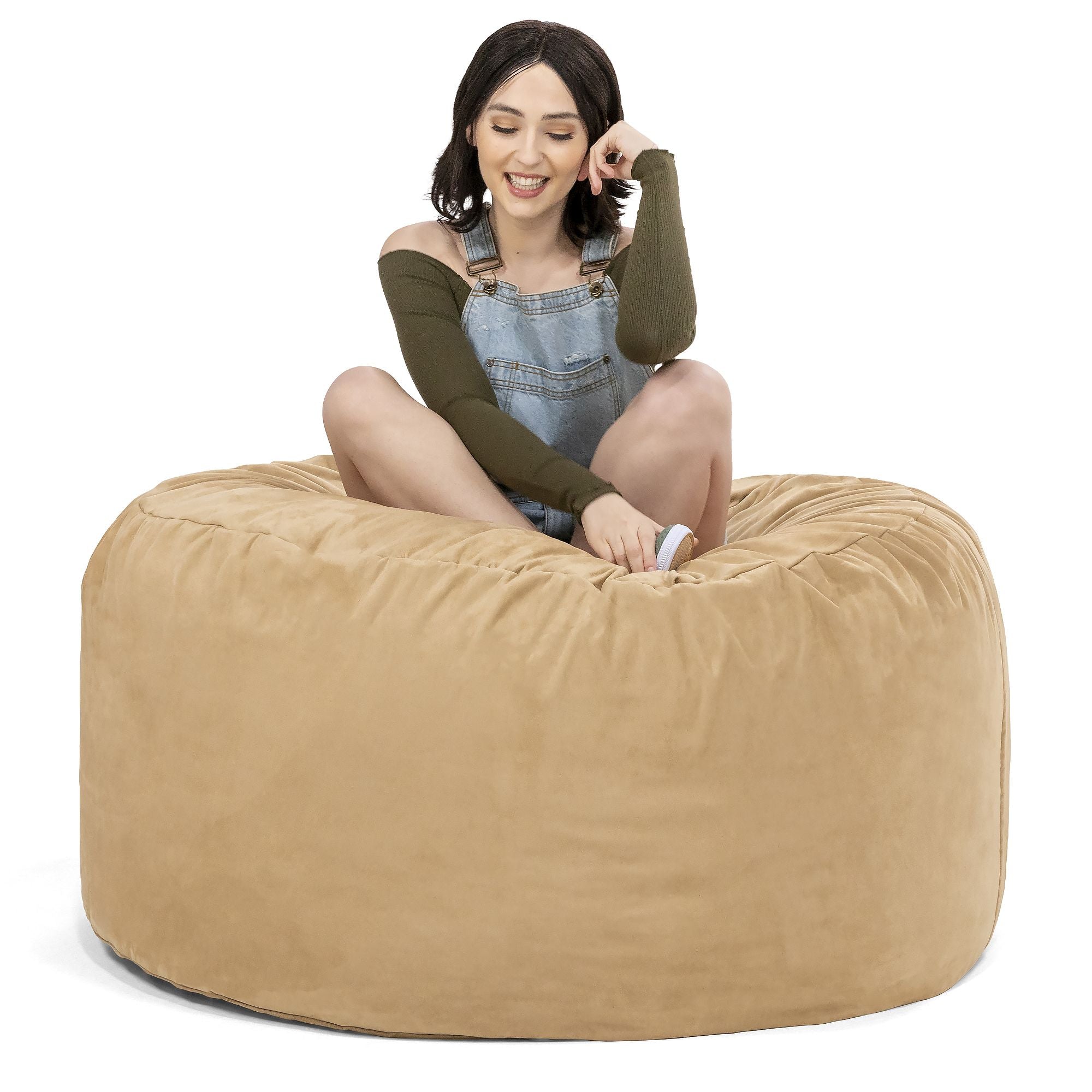 Jaxx Saxx 4 Foot Round Bean Bag, Camel - BagNook