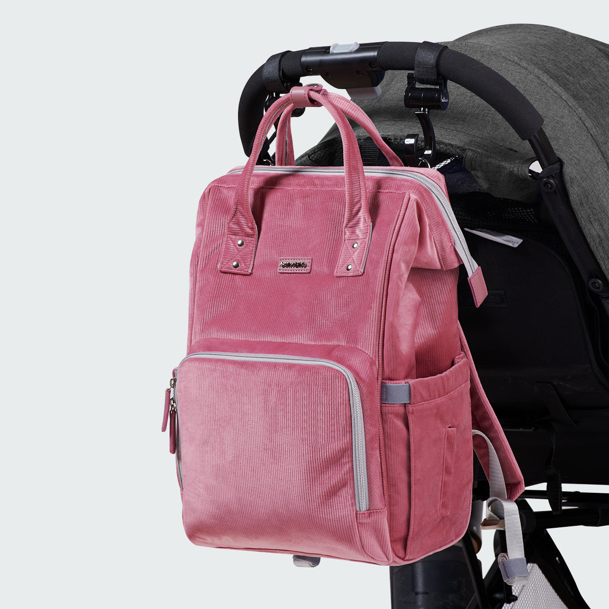 (pink)Tweed Corduroy Backpack - BagNook