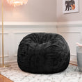 Load image into Gallery viewer, Jaxx Saxx 3 ft Bean Bag Chair - Faux Fur - Black - BagNook

