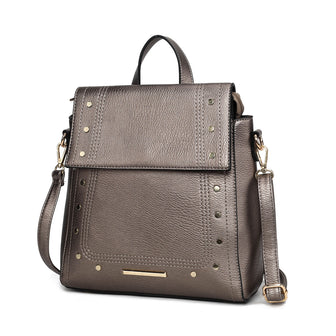 (pewter)Elke Vegan Leather Backpack by Mia K - BagNook