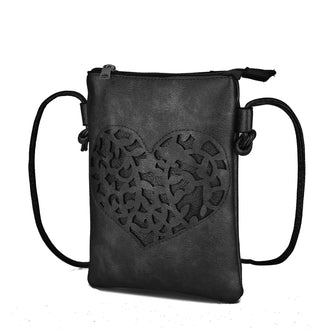 (black)Heartly Crossbody Vegan Leather Bag by Mia K - BagNook