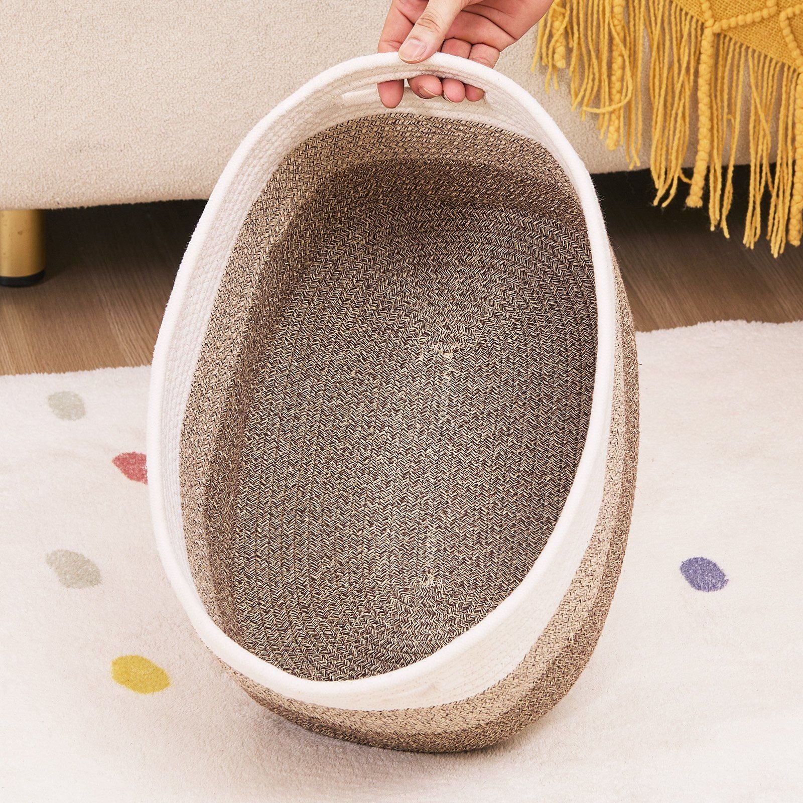 VEVOR Cotton Rope Storage Basket 3 Pack (15 x 10 x 9 in) 5.8 gallon - BagNook