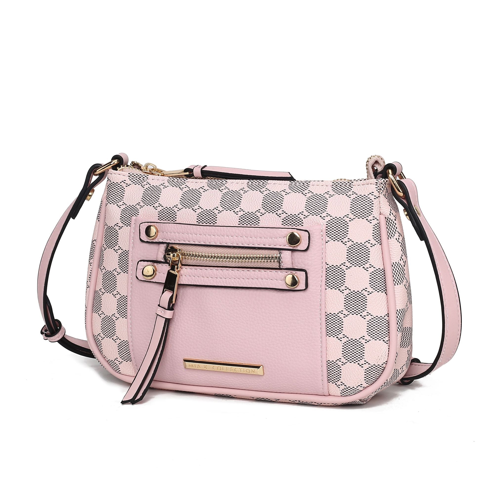 (pink)Essie Circular Print Crossbody Bag by Mia K - BagNook