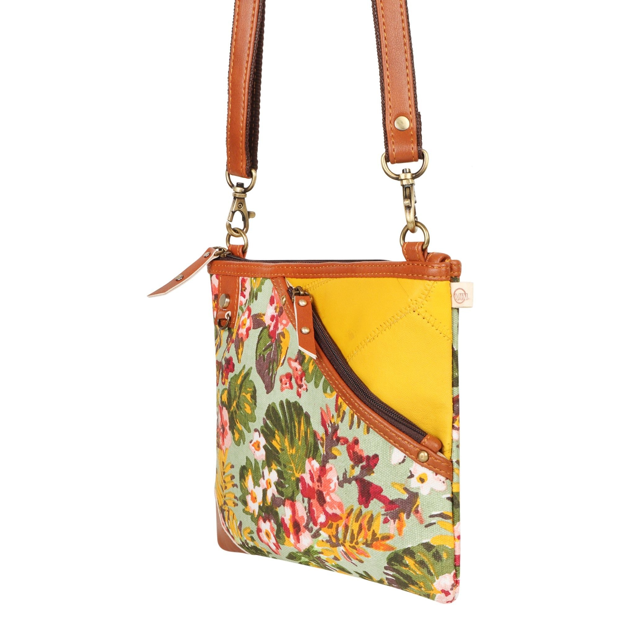 Grayson Wide Crossbody Bag w/ Pocket - Summer Jungle - BagNook