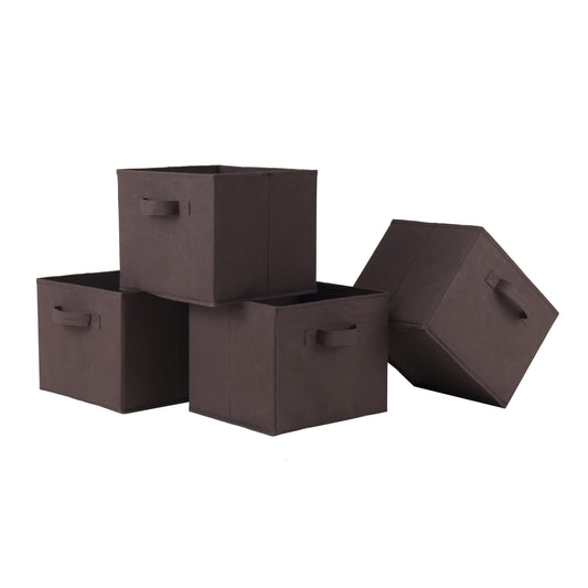 Capri Set of 4 Foldable Fabric Baskets - Chocolate - BagNook