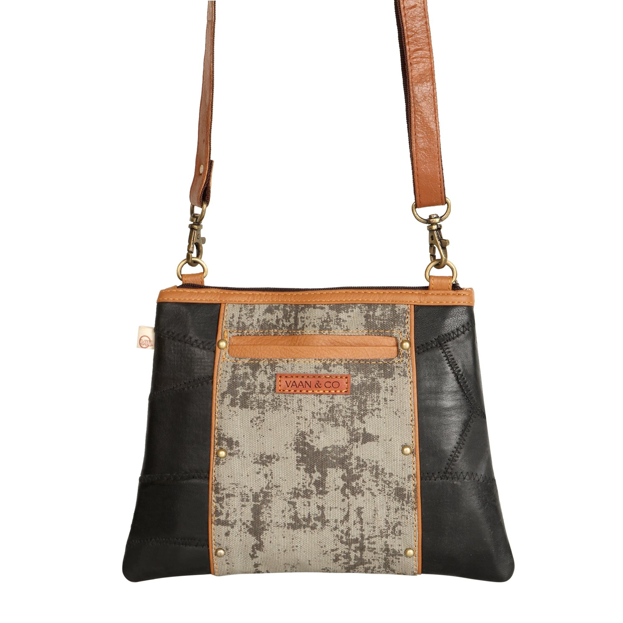 Noa Angled Crossbody Bag - Carbon Grey - Upcycled - BagNook