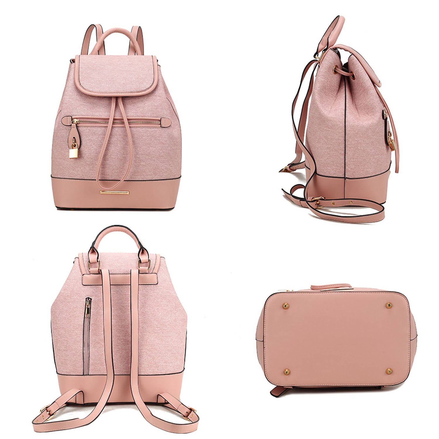 (pink)Porsha Vegan Leather Daypack by Mia K - BagNook