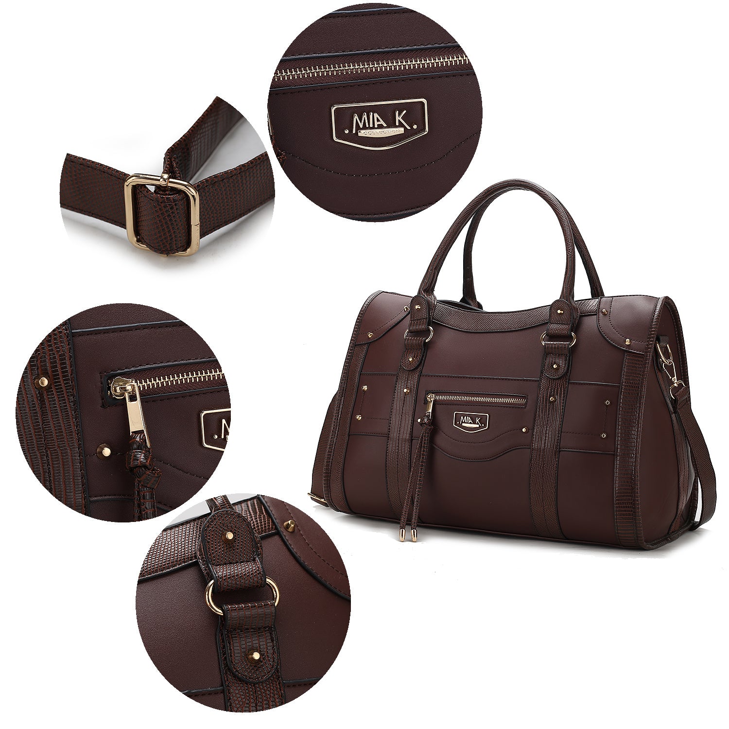 (chocolate)Patricia Duffel Handbag Women by Mia K - BagNook