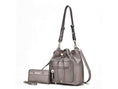 Load image into Gallery viewer, (pewter)Larissa Women's Bucket Bag with Wallet by Mia k - BagNook

