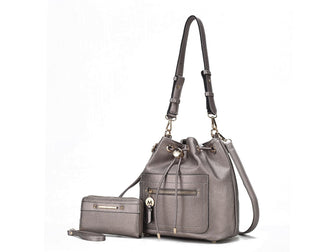 (pewter)Larissa Women's Bucket Bag with Wallet by Mia k - BagNook
