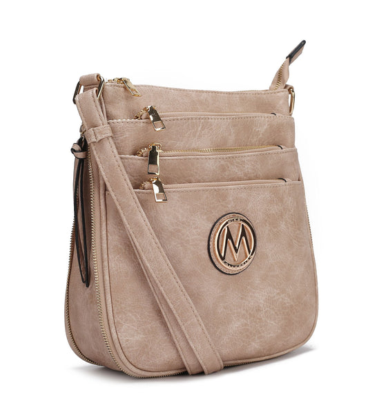 (taupe)Salome Multi Compartment Crossbody by Mia K - BagNook