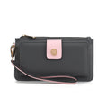 Load image into Gallery viewer, (charcoal-pink)Olympe Vegan Leather Wristlet Wallet by Mia K - BagNook
